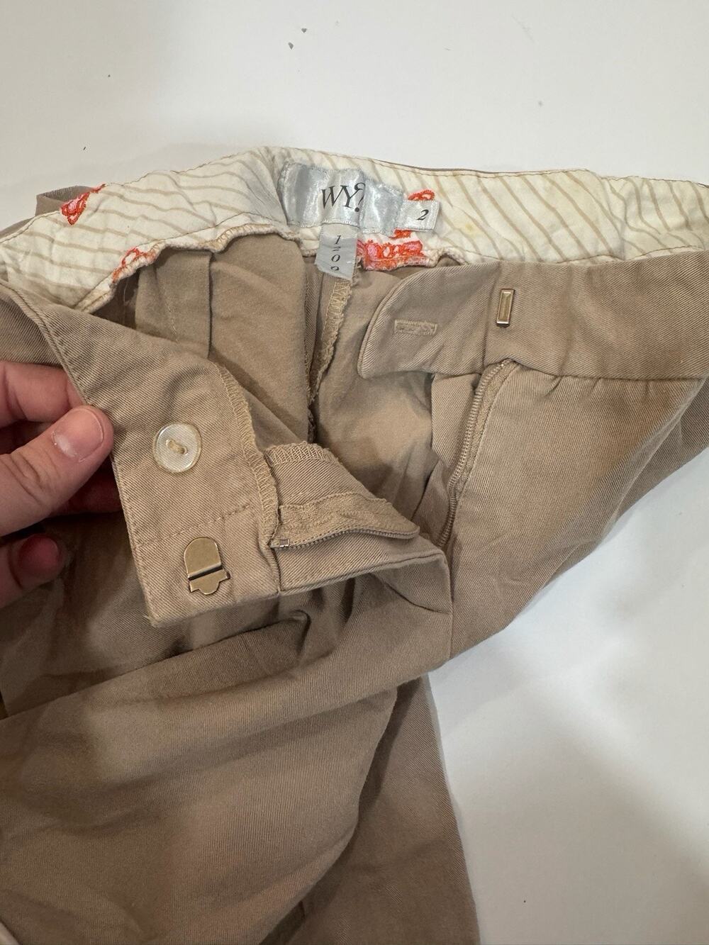 Vintage WY? Womens Pants Size 2 Khaki Cotton Blend Cuffed Made in the USA